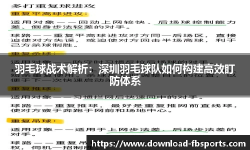 羽毛球战术解析：深圳羽毛球队如何构建高效盯防体系